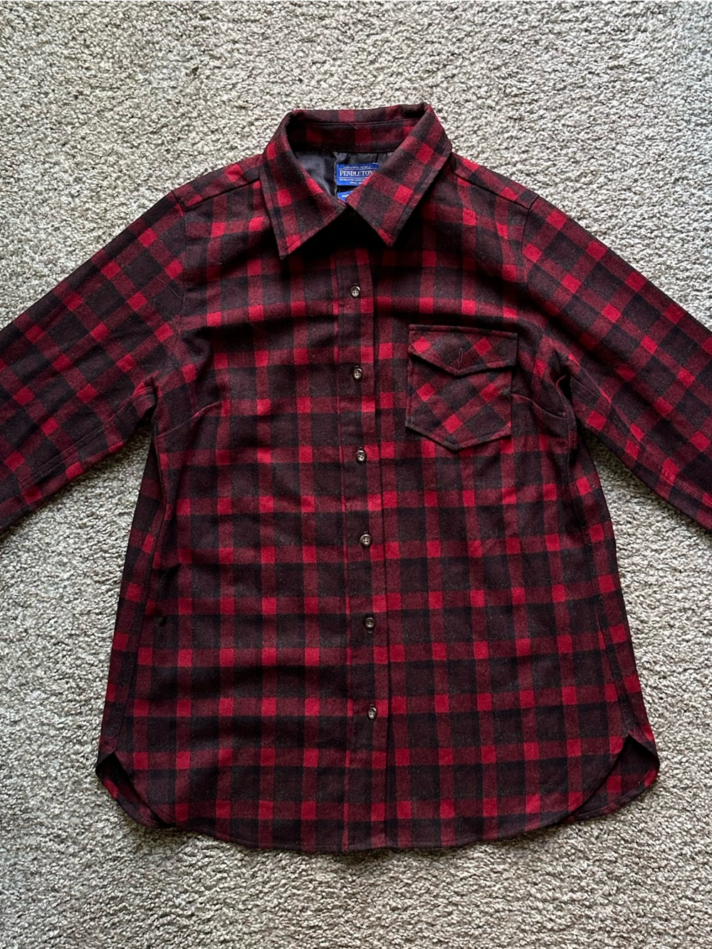 Pendleton Red and Black Plaid Wool Button-Down Shirt - Picture 2 of 5